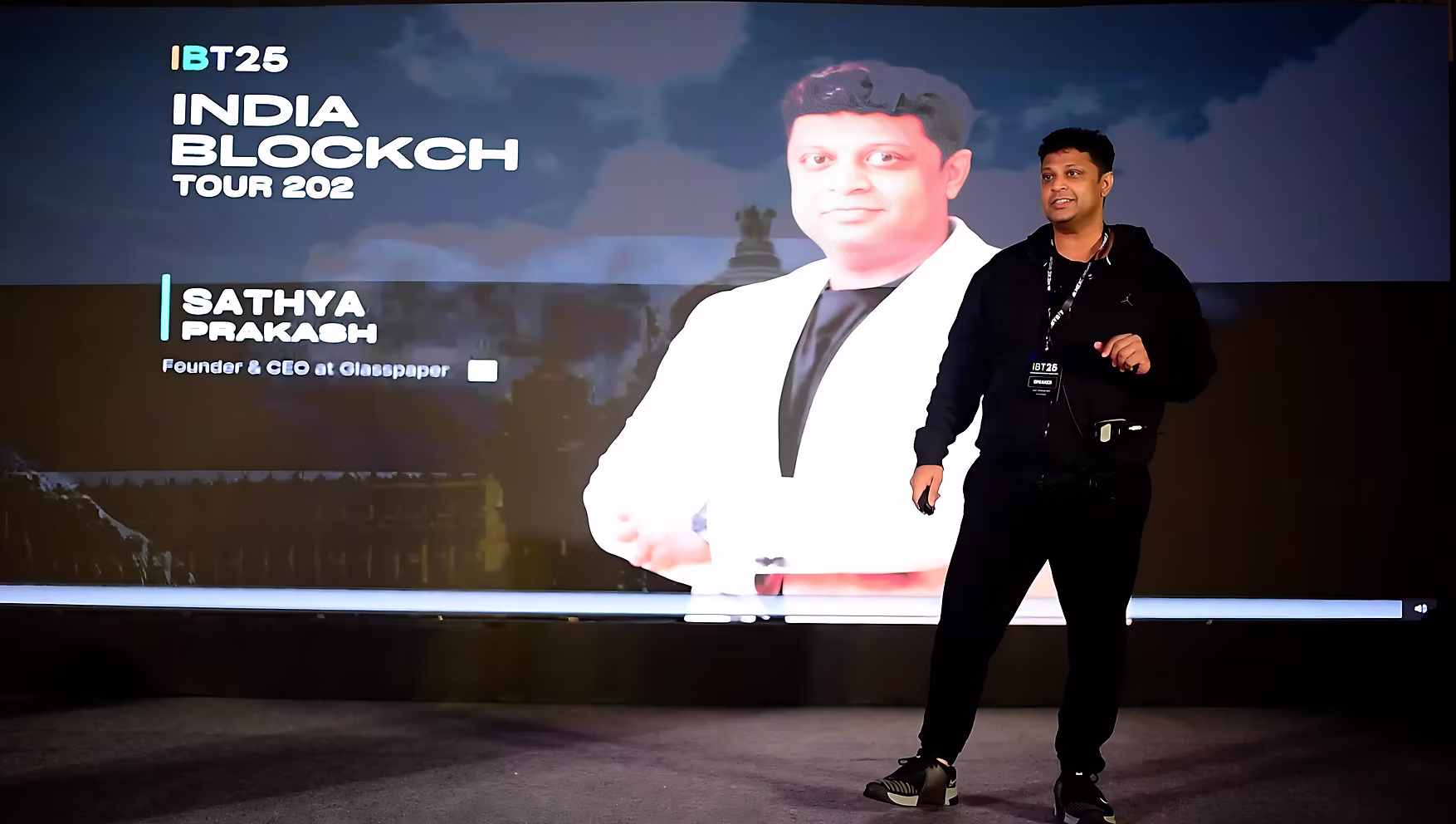 Sathya Prakash speaking at India Blockchain Tour